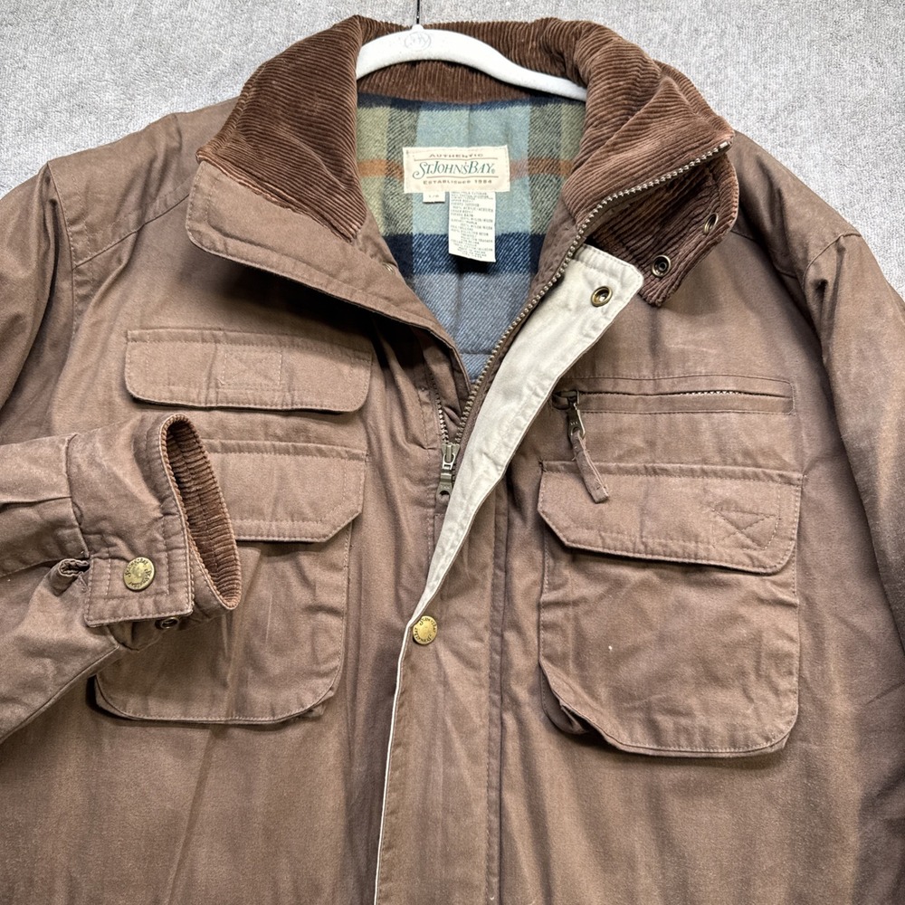 Vintage Brown Field Jacket Corduroy Collar Barn Coat Workwear Hunting Large